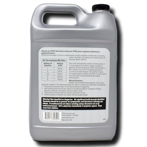 Pouring STIHL HP Ultra 2-Cycle oil supports precise fuel mix and reliable performance.