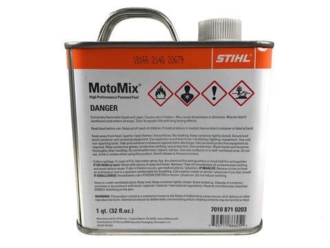 Premixed MotoMix no ethanol bottle ready for storage and immediate use
