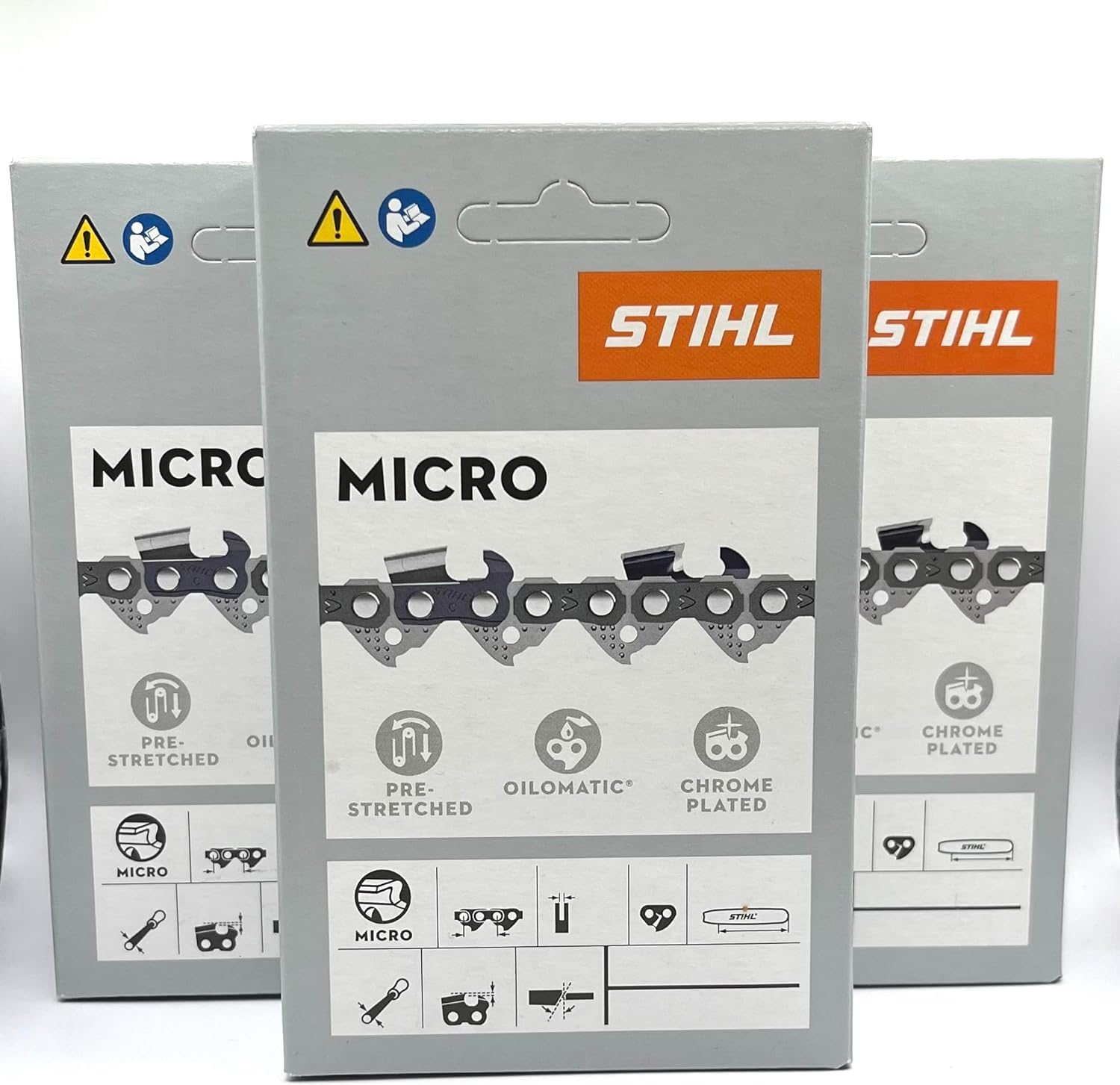 Stihl Picco Micro Mini 3 saw chain 61PMM355 on a bar for precise 16-inch cuts.