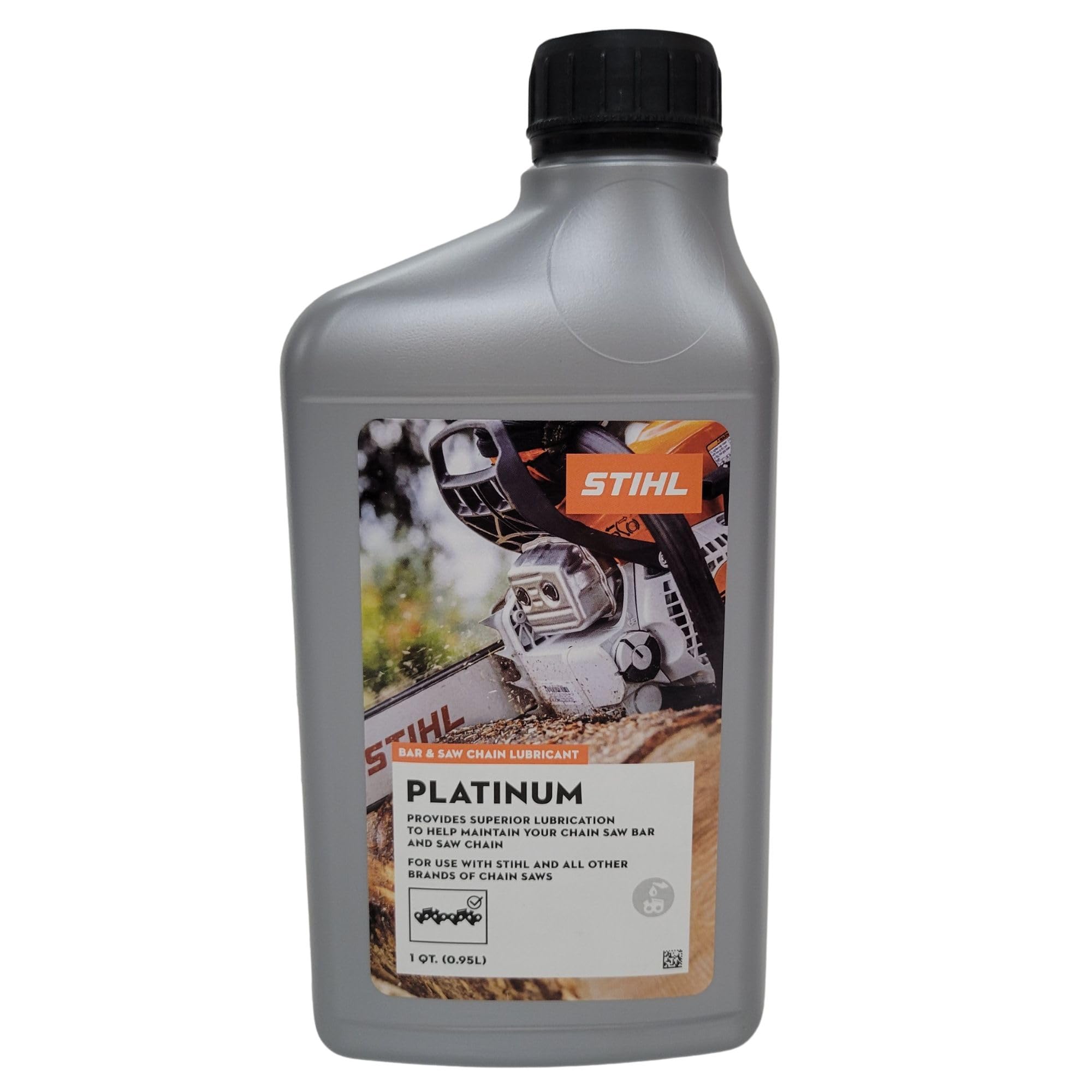 Stihl Platinum bar and chain lubricant 1-quart bottle for smooth operation.