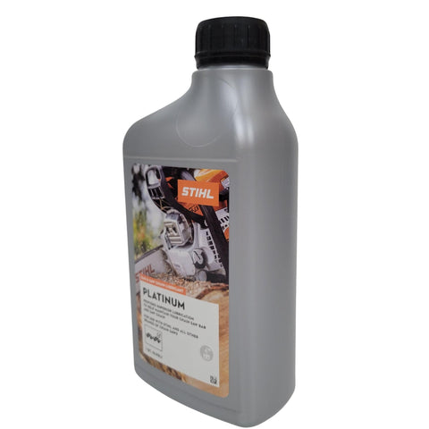 Stihl lubricant cap close-up for controlled application and tacky performance.