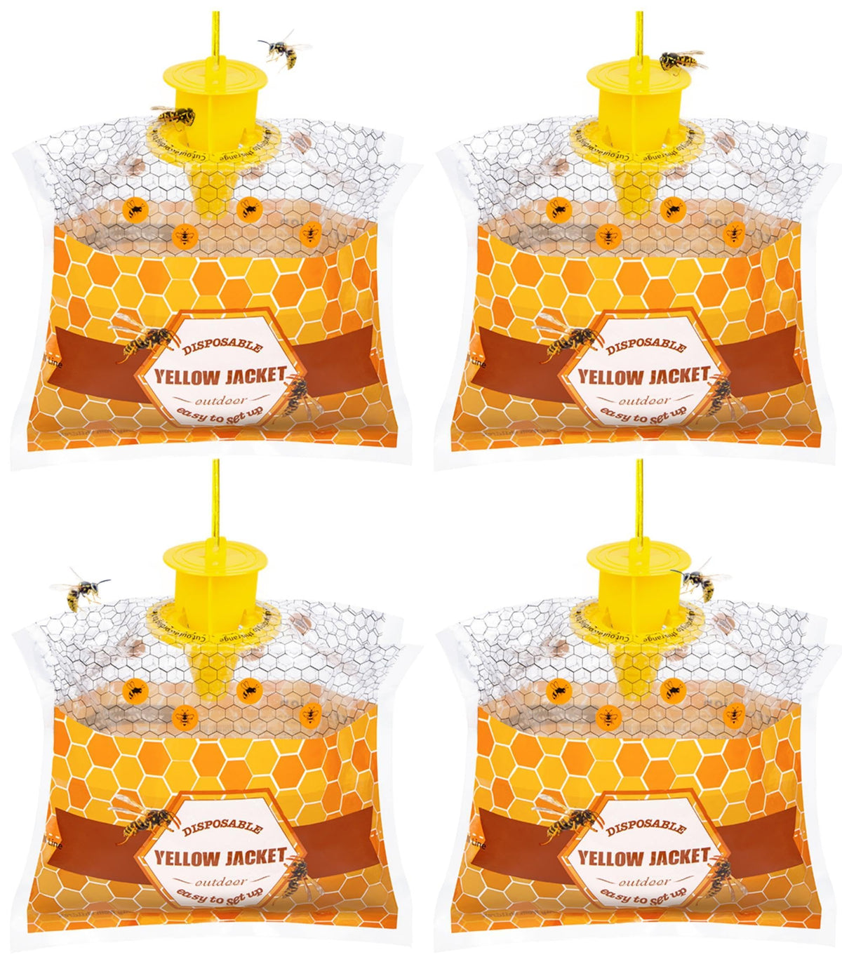 Stingmon 4-pack Wasp Traps for outdoor hanging lure wasps and yellow jackets.