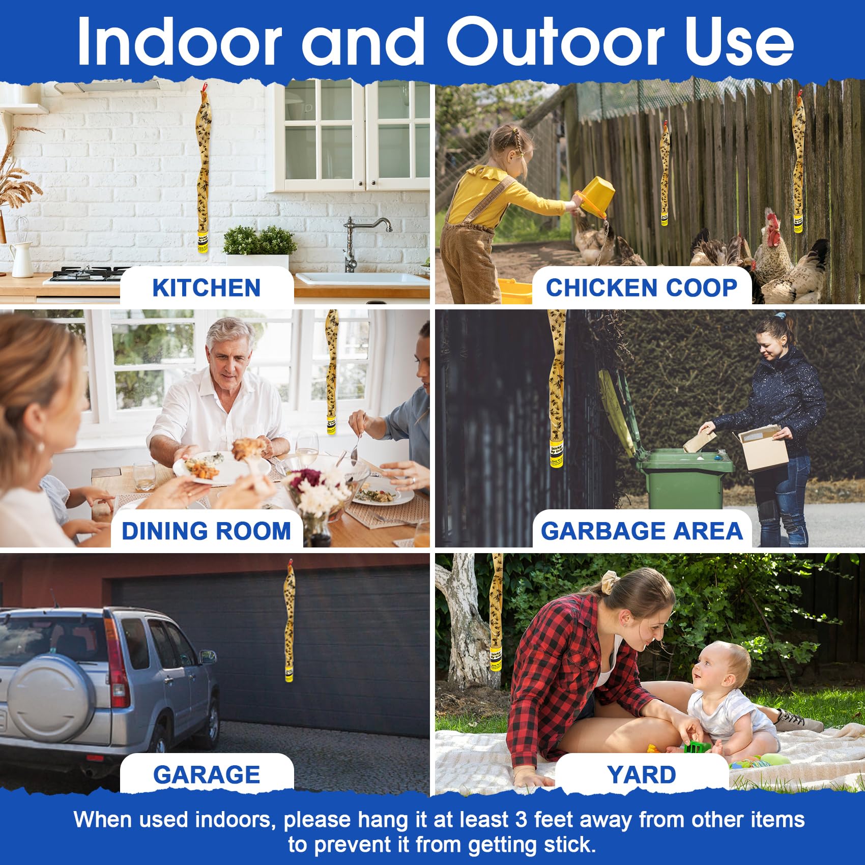 Stingmon 40-pack fly strips offer long-lasting efficiency in homes and outdoors.