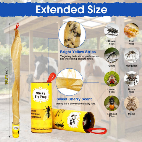 Stingmon fly trap outdoors uses sticky tape to trap gnats and flying insects.