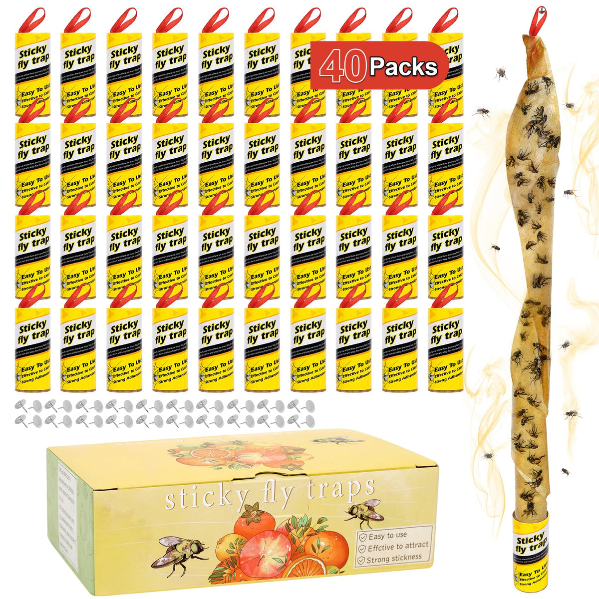 Stingmon fruit fly traps for indoor and outdoor use with strong adhesive.