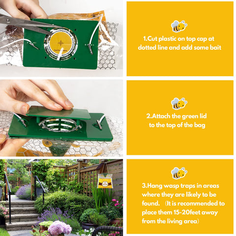 Stingmon wasp traps with honey or wine bait options for better attraction.