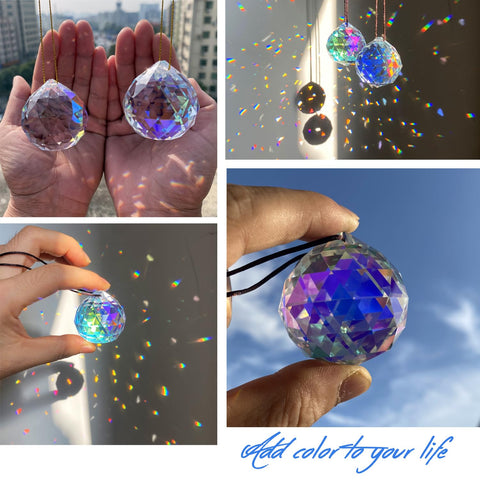 Stino ABColor suncatcher hanging from tree branch for garden shimmer