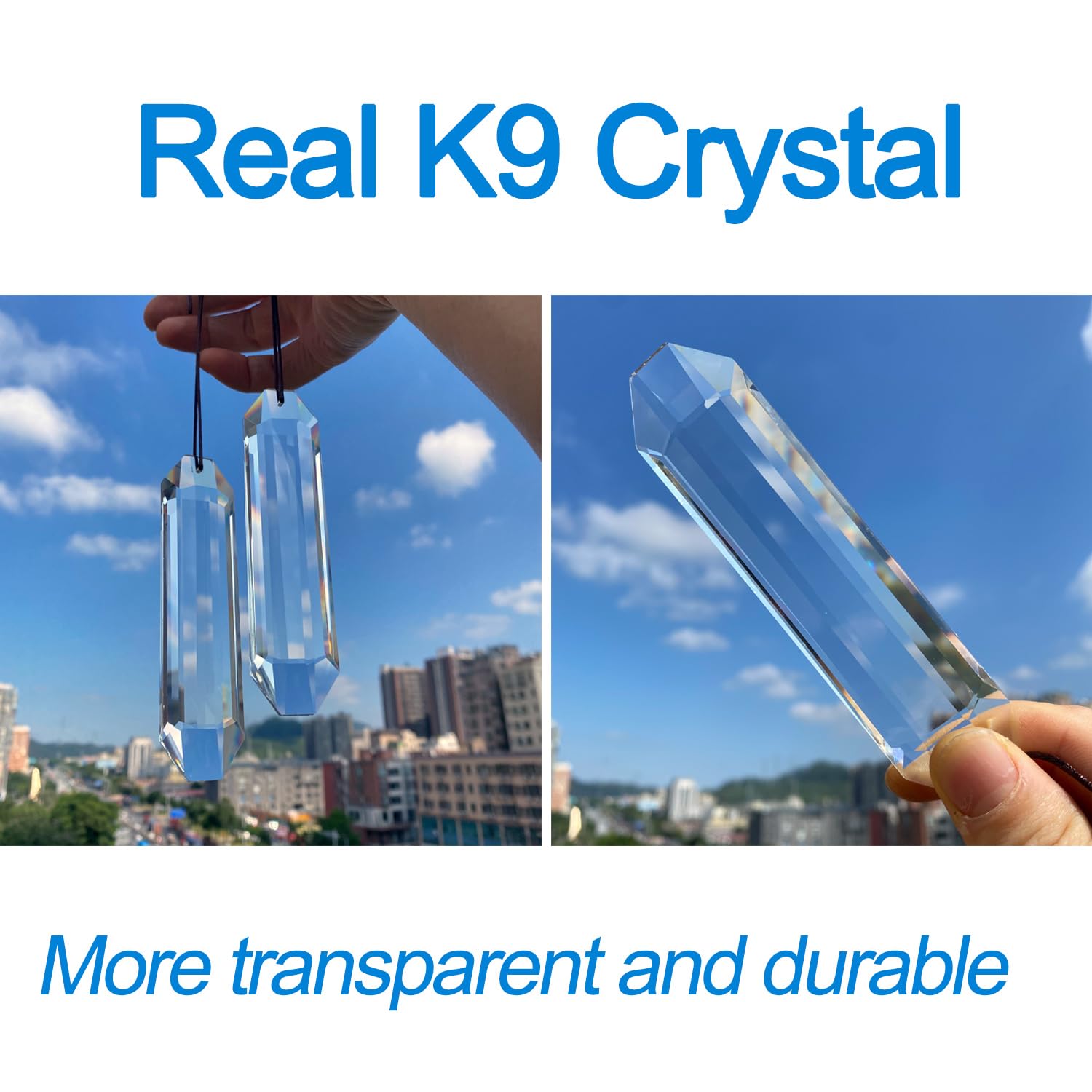 Stino crystal suncatcher with hooks hangs easily on windows.