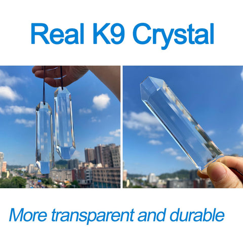 Stino crystal suncatcher with hooks hangs easily on windows.