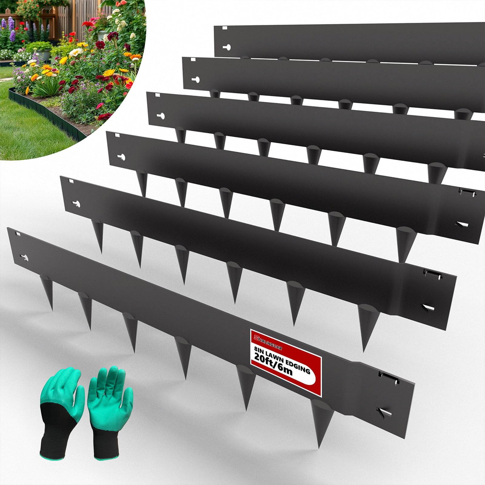 STIRLINGEAR 20ft galvanized steel edging pack defines clean garden borders.
