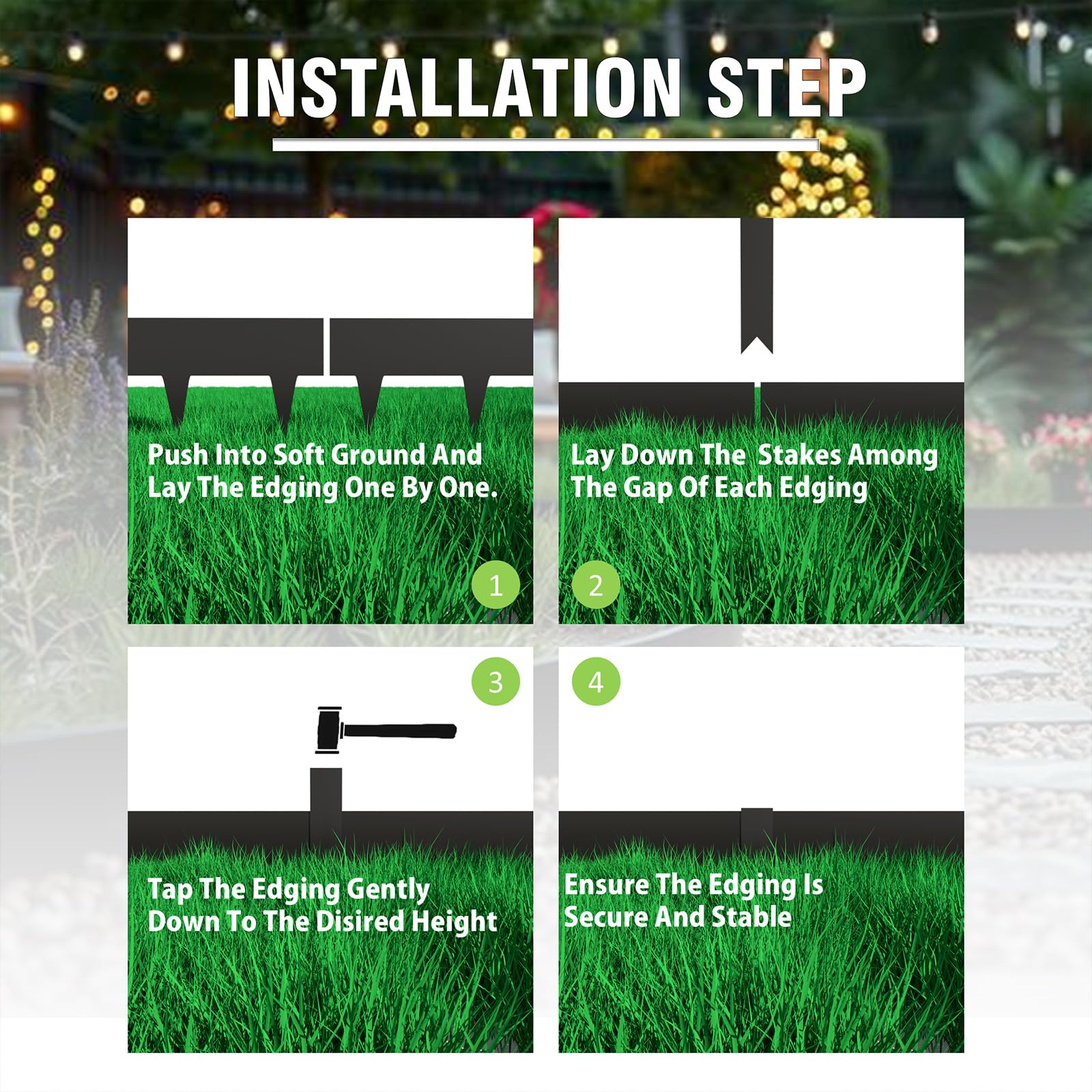 STIRLINGEAR 33ft pack showcases versatile lawn edge for garden designs.
