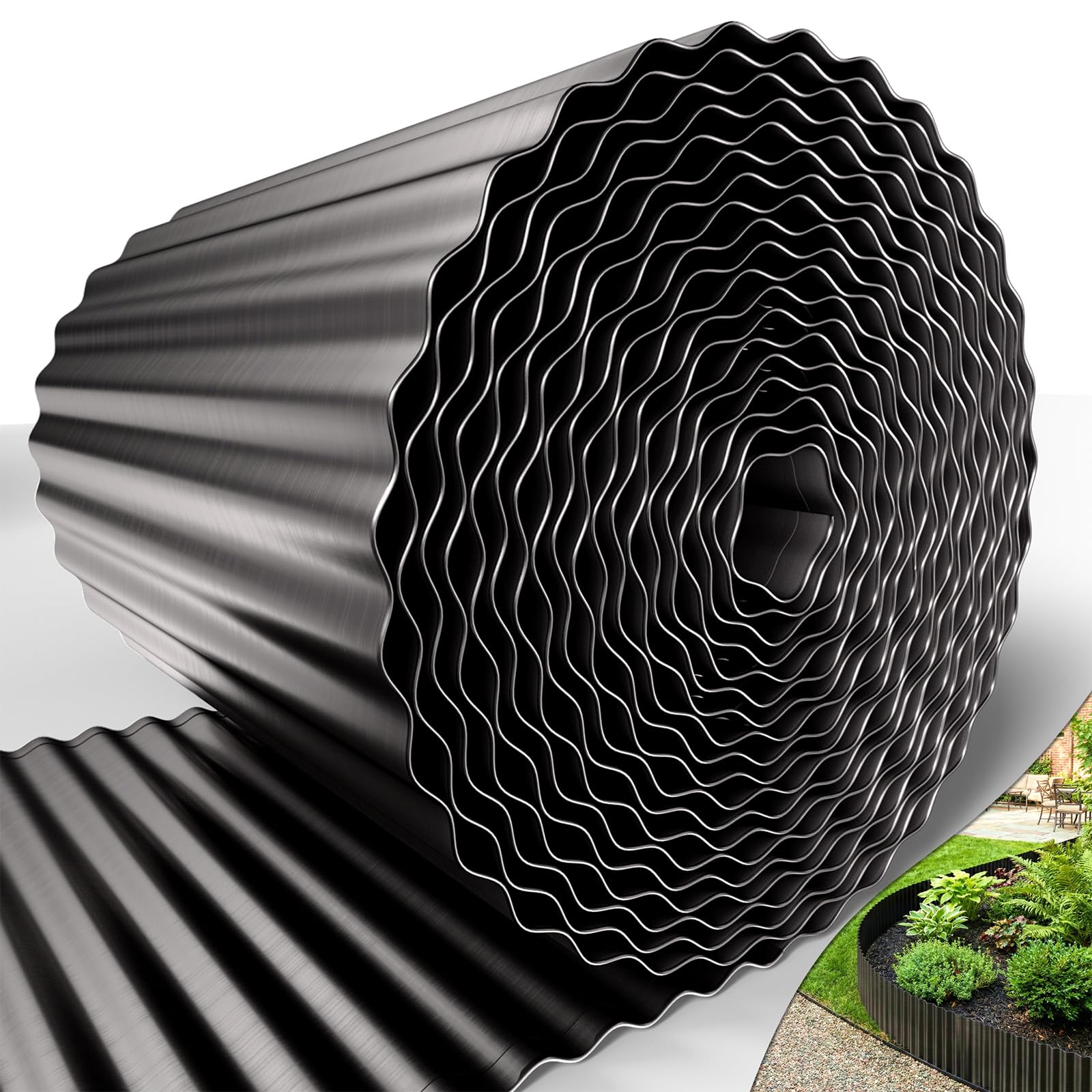 Stirlingear 40ft 8in edging roll with corrugated steel for durable lawn borders.