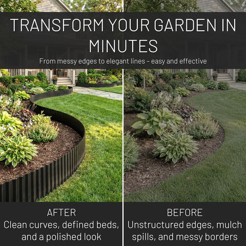 Stirlingear border for flower beds and pathways defines edges with crisp lines.