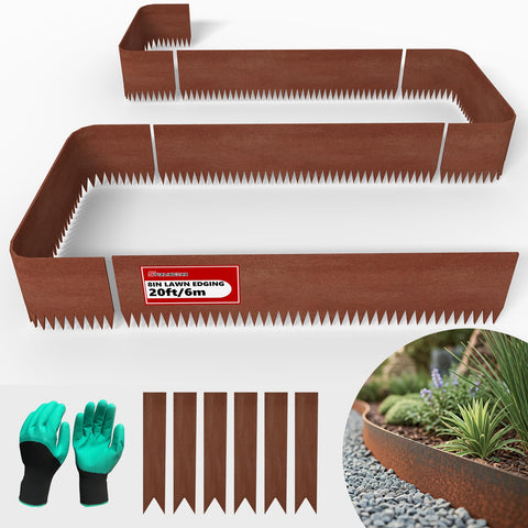 STIRLINGEAR cor-ten edging with rust finish for durable lawn borders