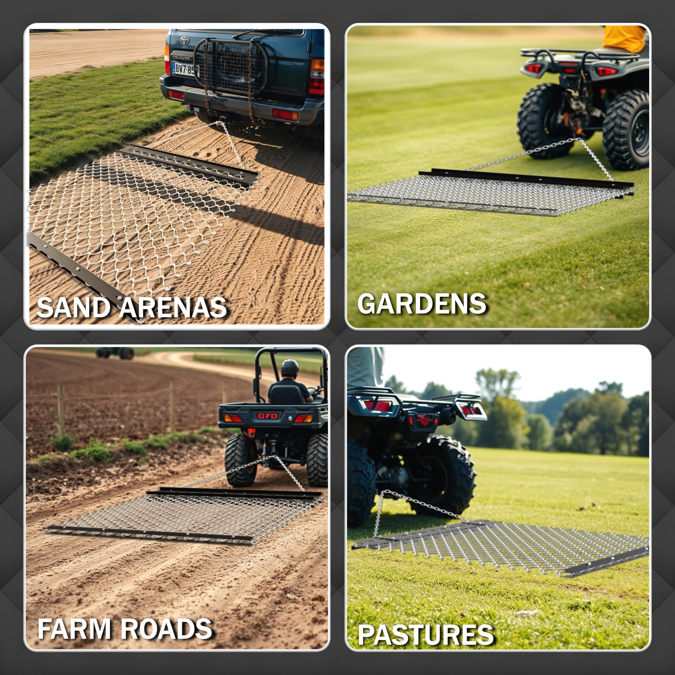 STIRLINGEAR harrow supports field aeration and lawn leveling with even surface results
