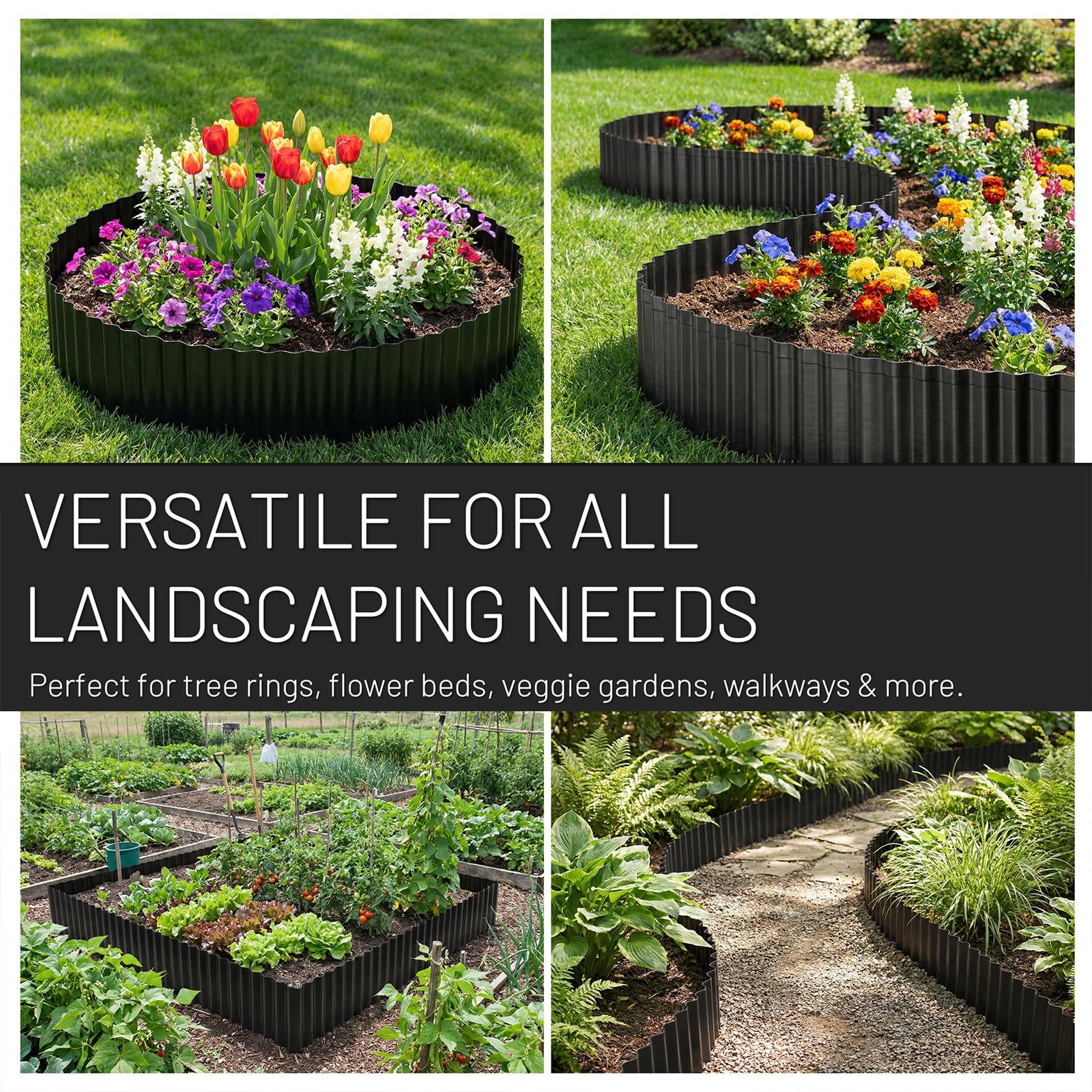 Stirlingear easy-install edging with stakes enables quick DIY landscape updates.