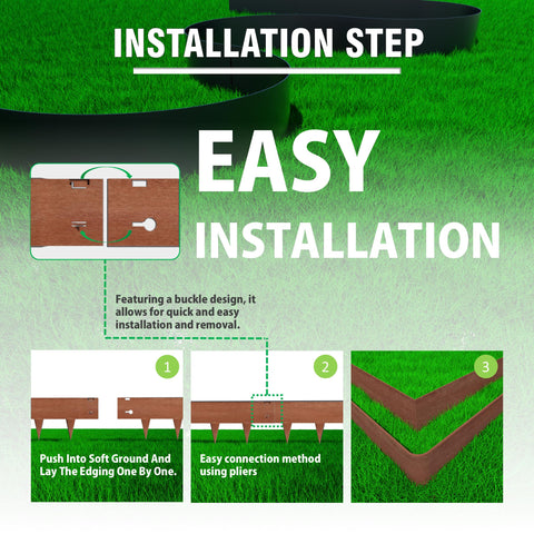 Stirlingear flexible edging follows curves for long-lasting lawn borders.