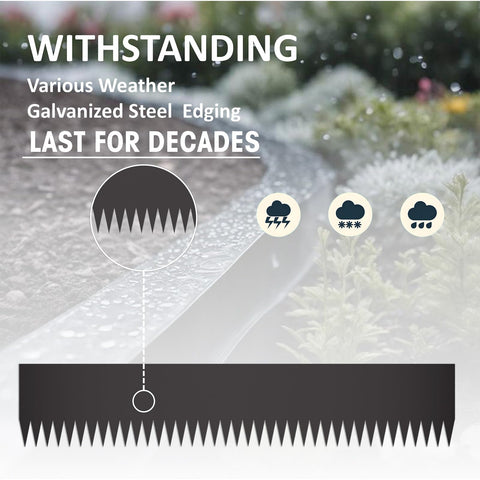 STIRLINGEAR edging with stakes included ensures quick, secure installation.