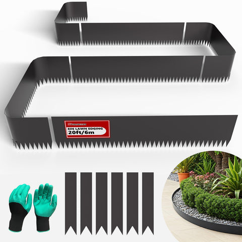 STIRLINGEAR galvanized edging straight section creates clean borders for flower beds.