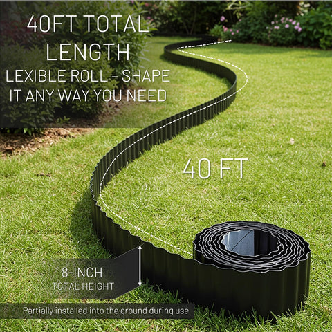 Stirlingear galvanized steel edging closeup highlights rugged corrugation for long-lasting borders.