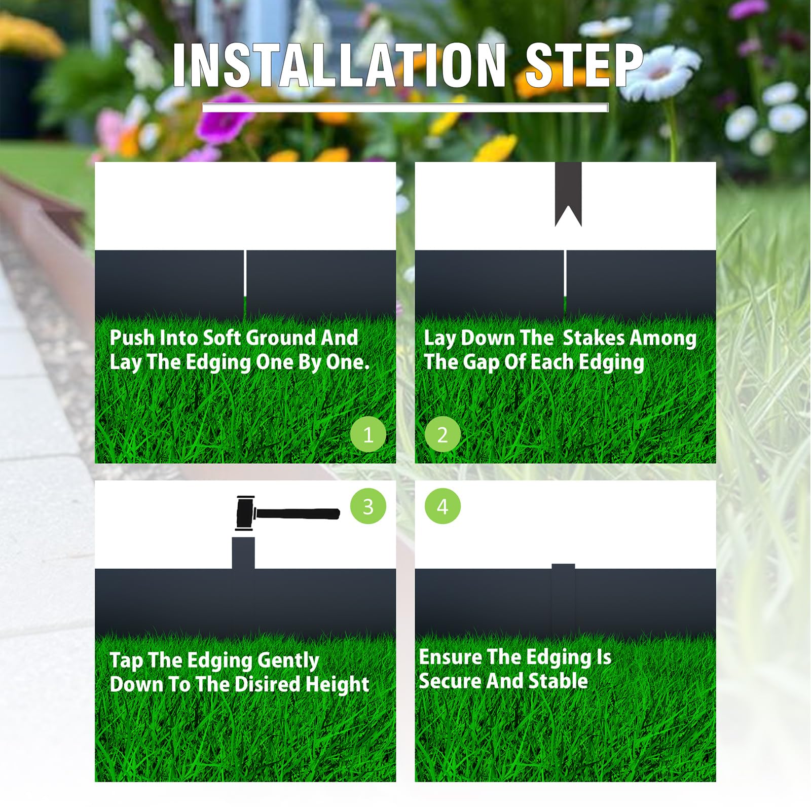 STIRLINGEAR lawn border with six stakes supports stable, defined edges