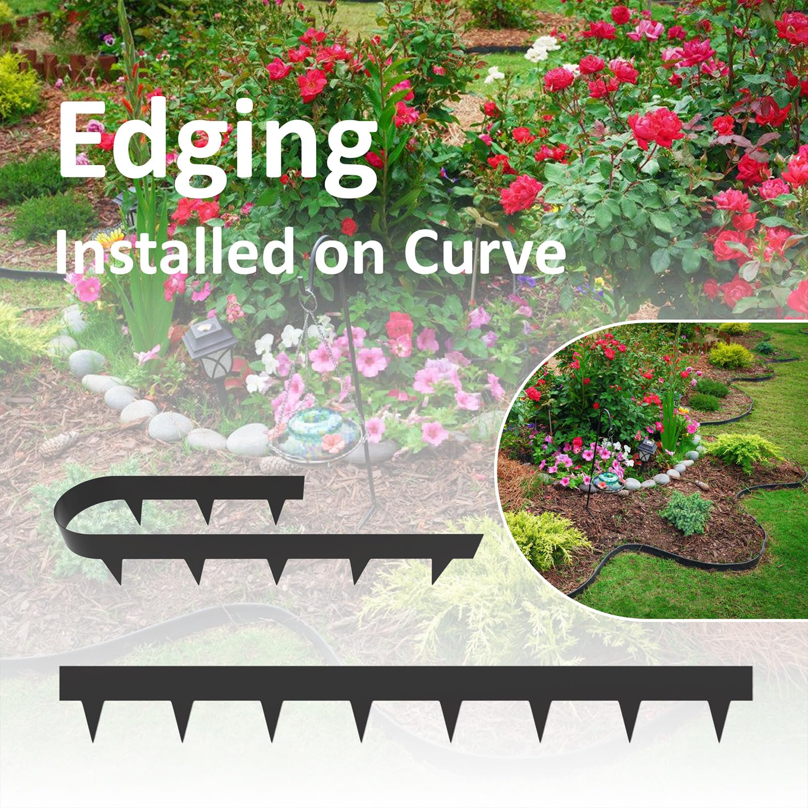STIRLINGEAR lawn-to-bed separation helps define pathways and flower beds.