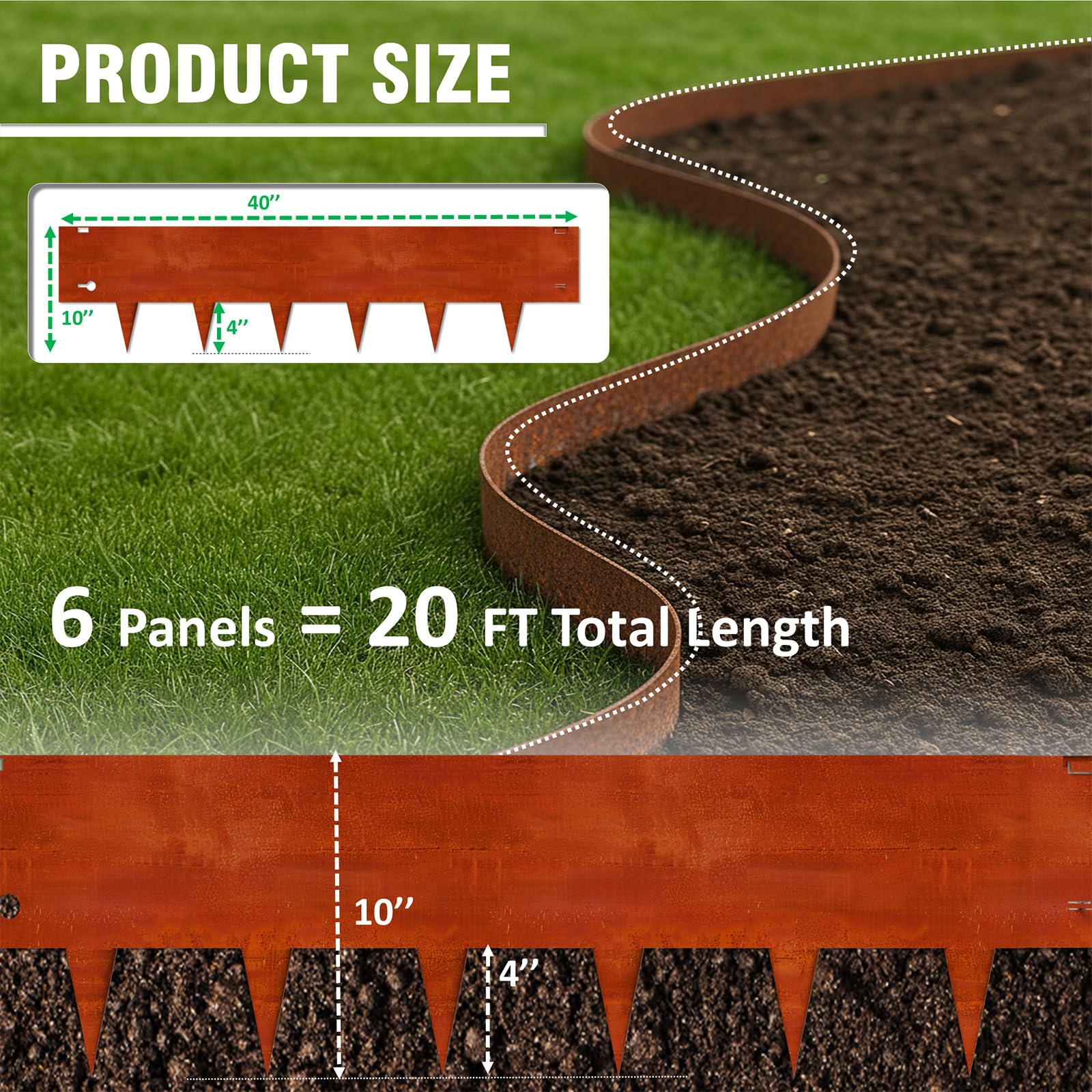 Stirlingear rusted border enhances garden edges with rustic charm and weather resistance.
