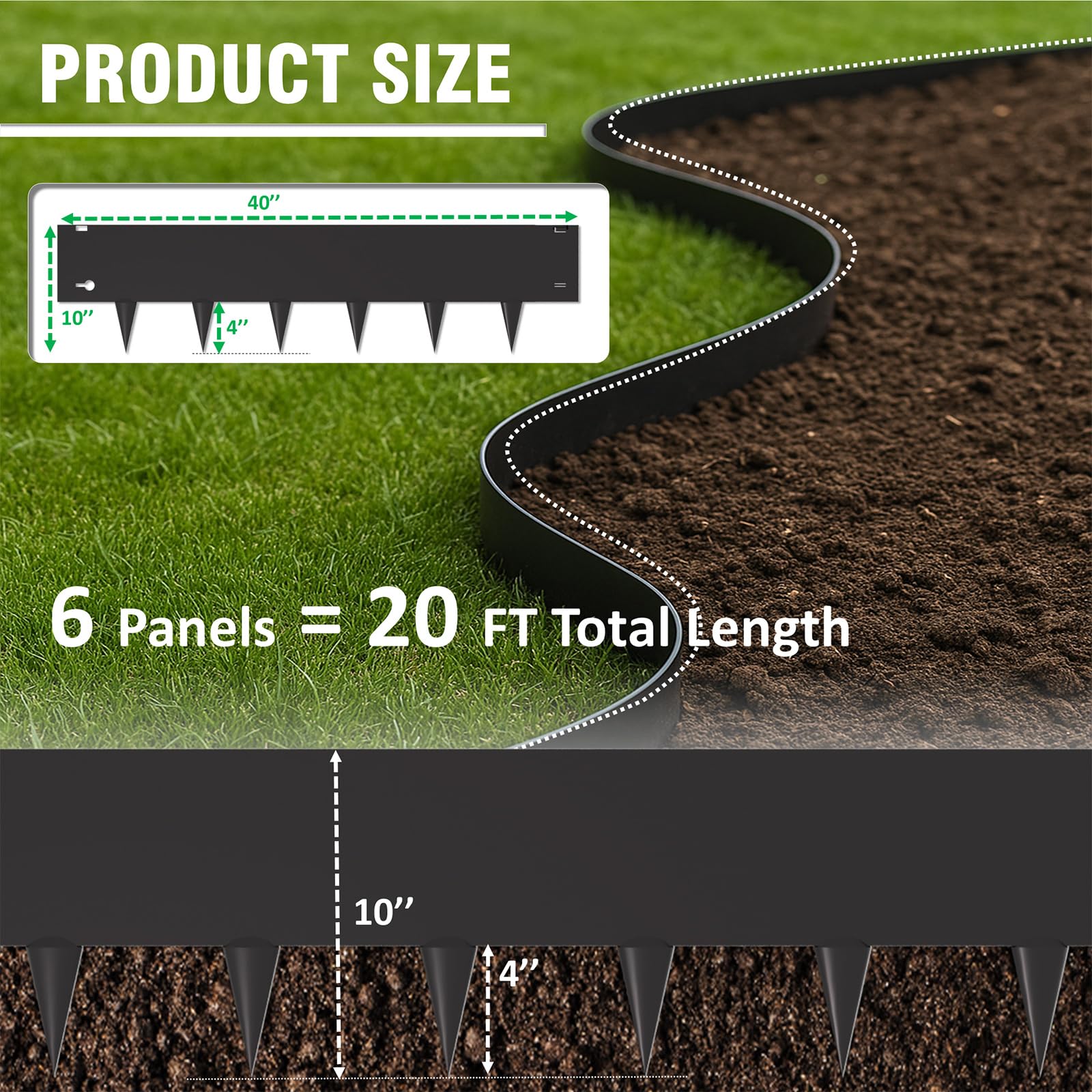 Stirlingear six-panel 20ft kit offers flexible, quick edging for beds.