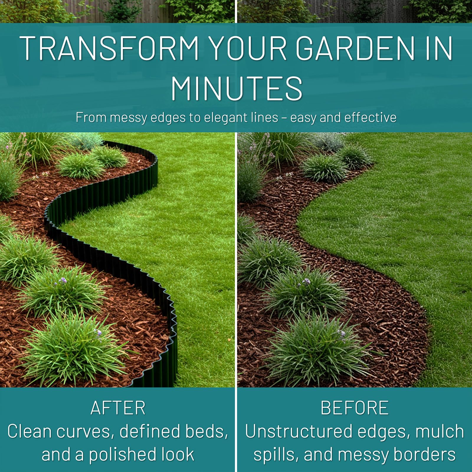 STIRLINGEAR tool-free installation demonstrated by pressing edging into soil.