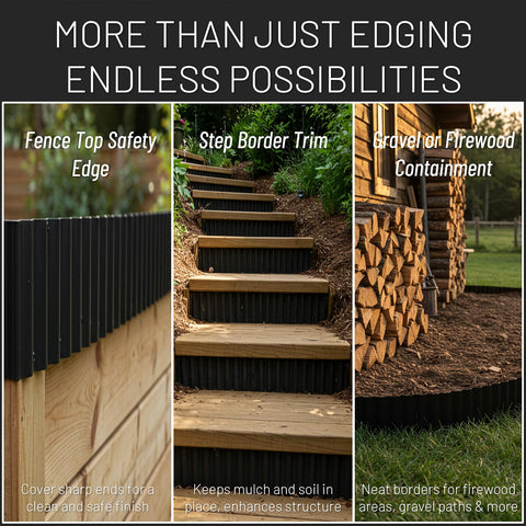 Stirlingear tree-ring edging helps protect plant beds and define space.