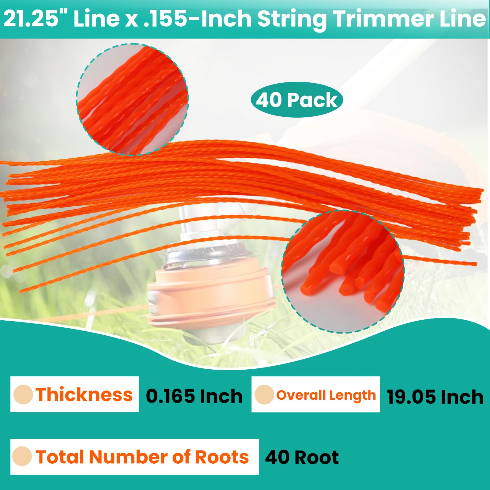 Stitokg .155-inch line diameter for stronger cuts and durability.