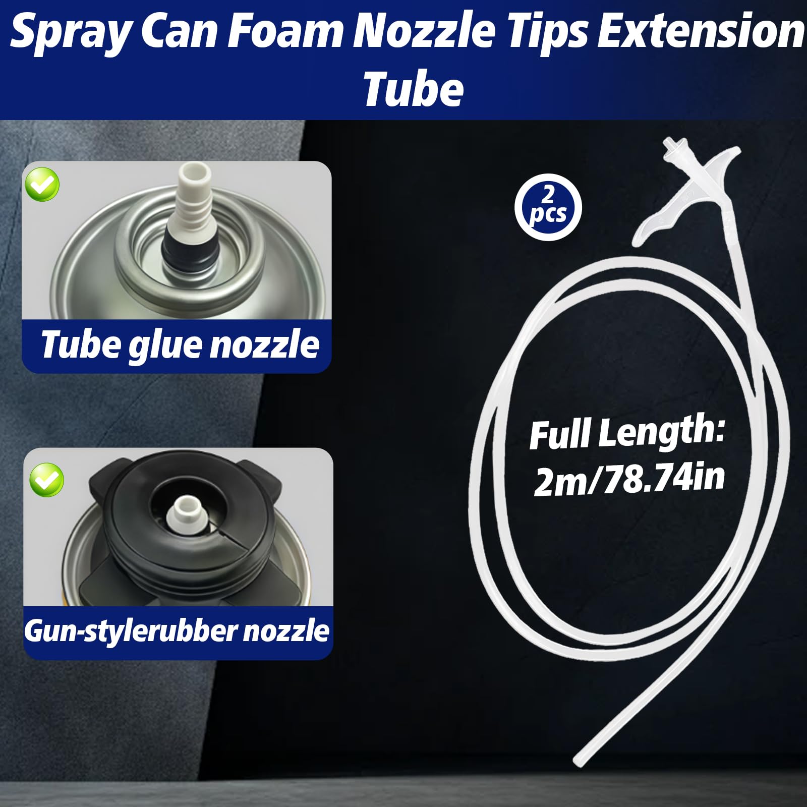 Stitokg two-pack foam nozzle extensions with long tubes for versatile DIY setups.