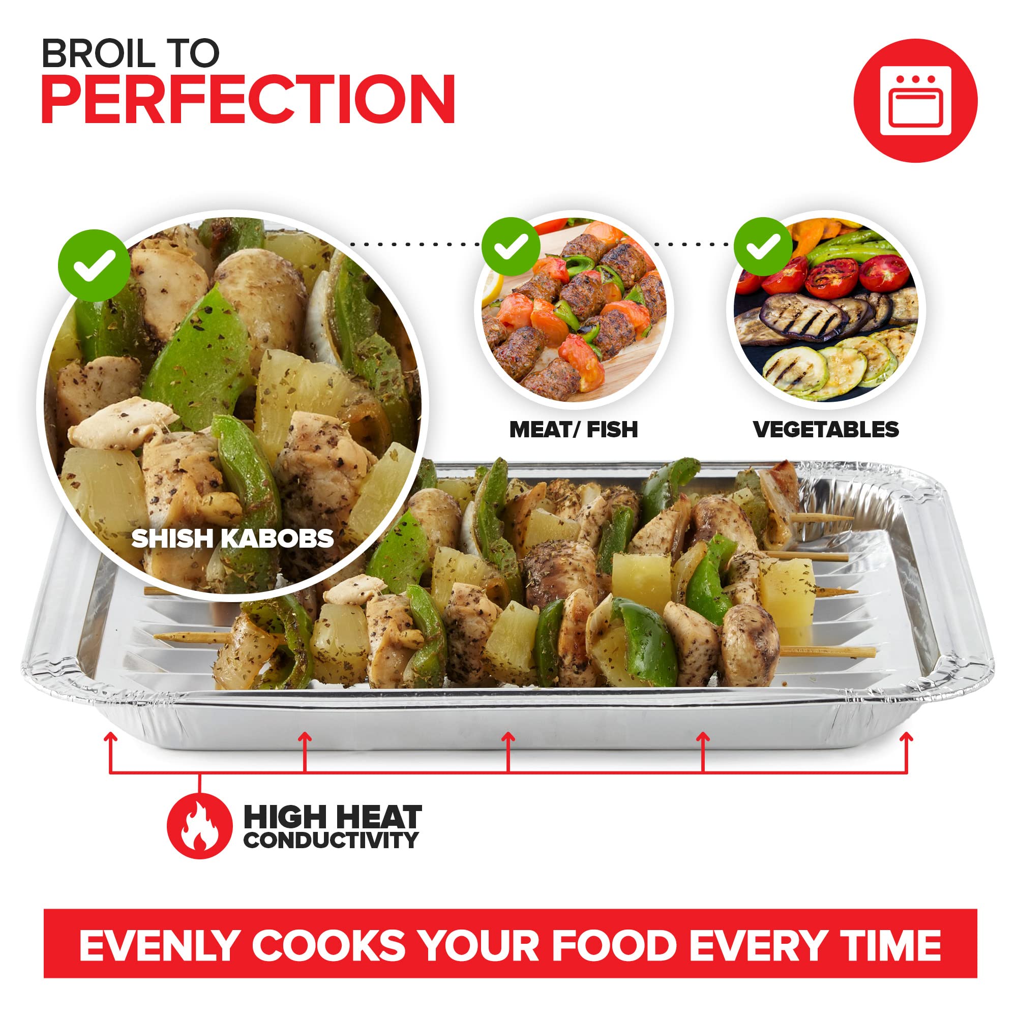 Stock Your Home ribbed surface creates grill marks on food.