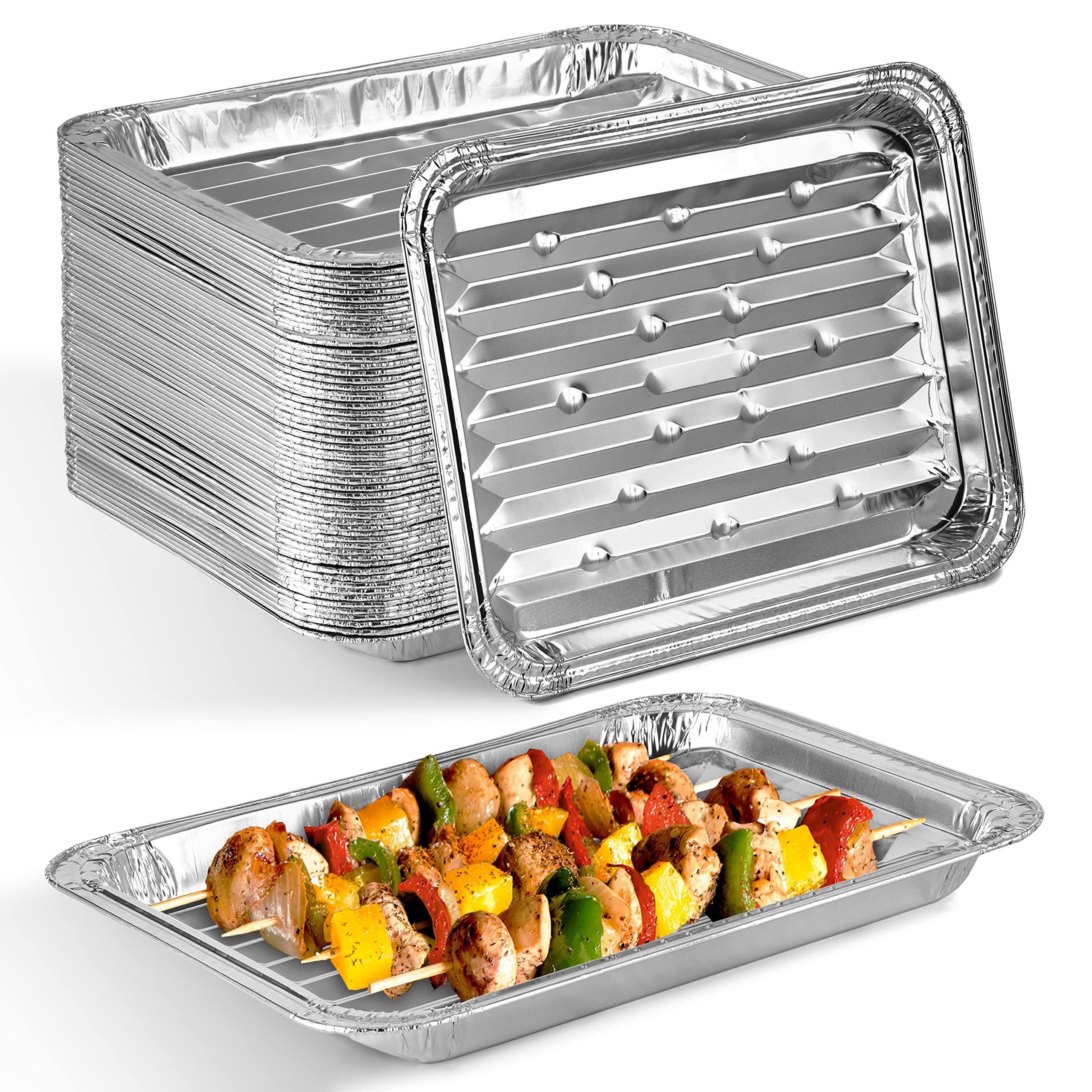 Stock Your Home ribbed foil broiler pan for grill-like sear.
