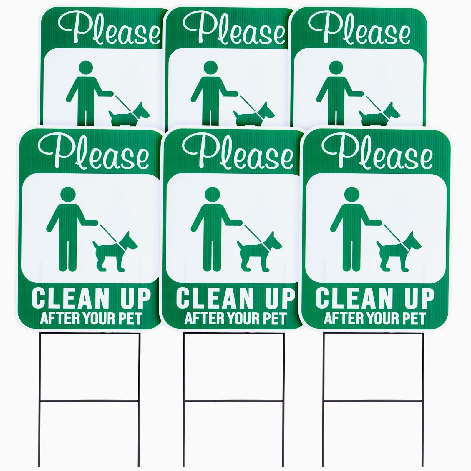 Stockroom Plus dog poop sign yard 12x9 inches in green and white promotes quick cleanup reminders.