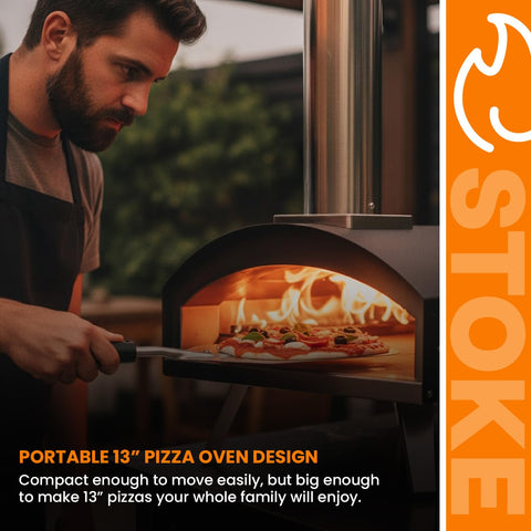 Stoke weatherproof cover protects the oven from the elements.