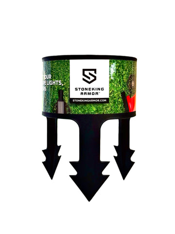 Stoneking Armor Yard Guard shields sprinkler heads for a cleaner lawn.