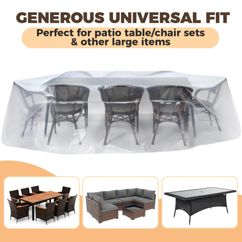 Storage Standard 111 by 74 by 28 inch cover fits large sets.
