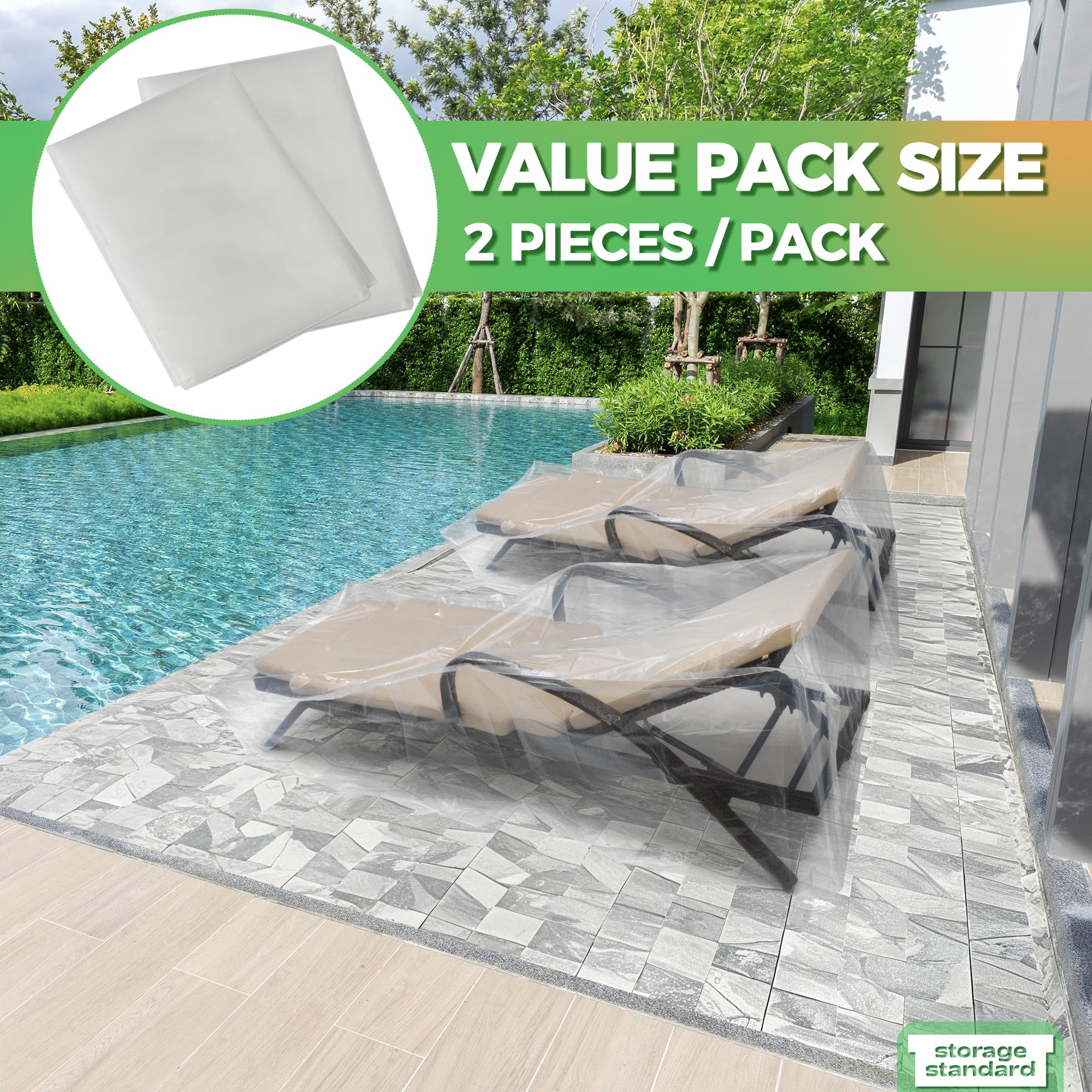 Storage Standard heavy-duty plastic cover ready for seasonal patio storage.