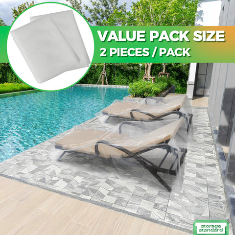 Storage Standard heavy-duty plastic cover ready for seasonal patio storage.