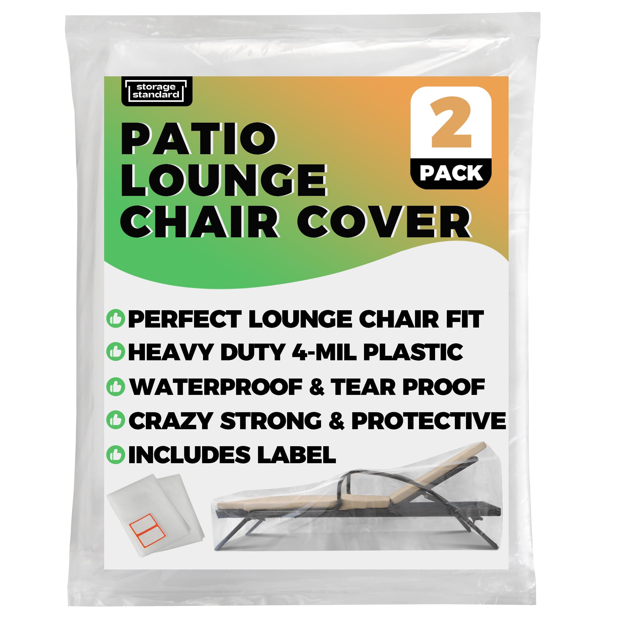 Storage Standard 84x32x32 cover fits most lounge chairs.