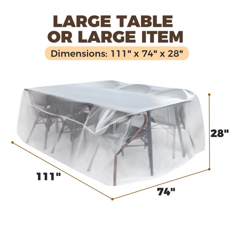 Storage Standard clear table cover shows contents while shielding from stains.