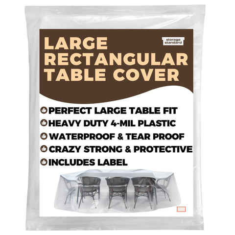 Storage Standard large outdoor furniture cover protects table and chairs during storms.