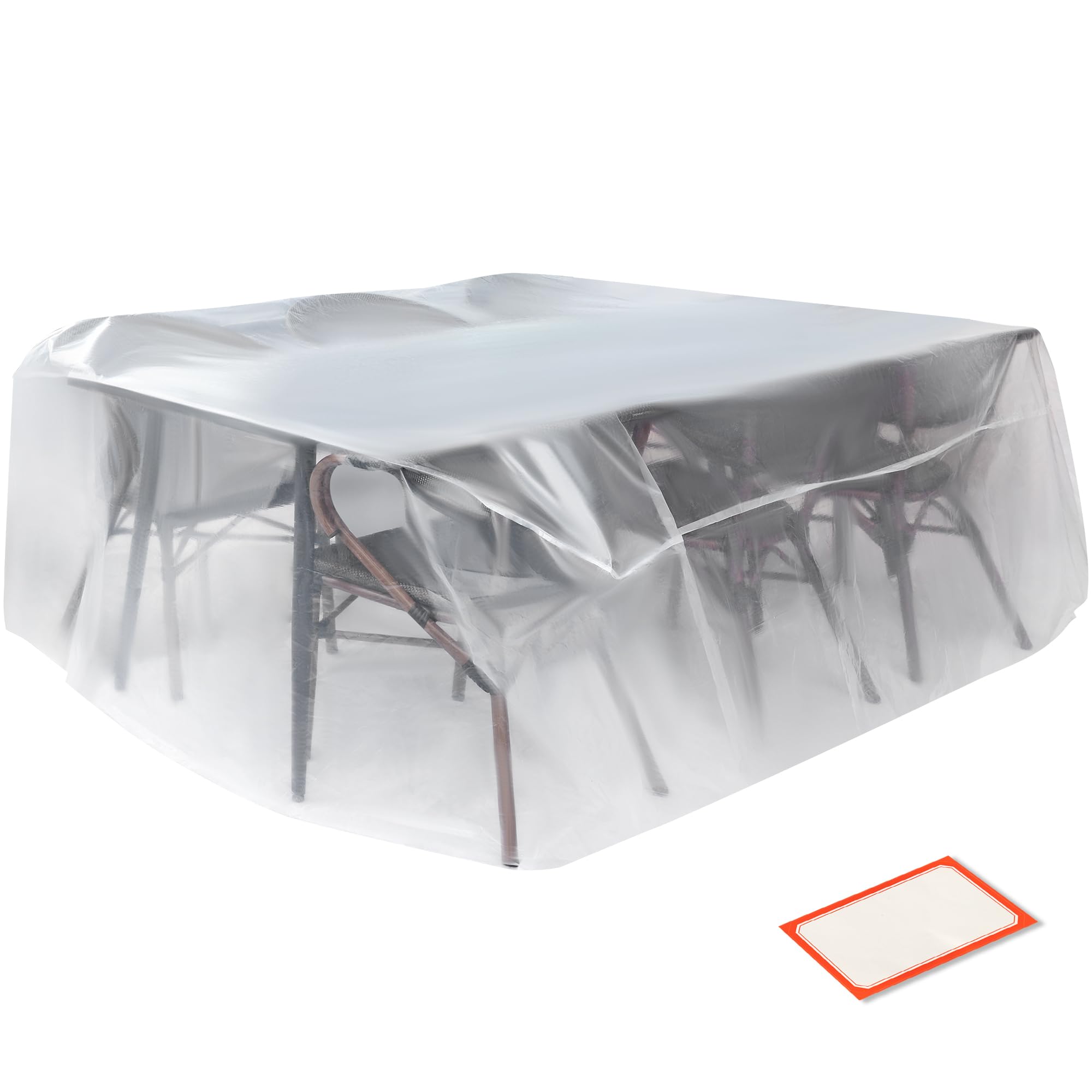 Storage Standard rectangular table cover with clear view protects from dust and moisture.