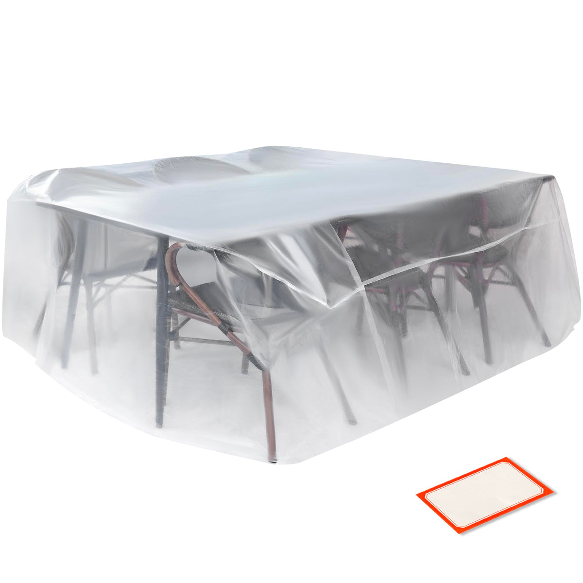 Storage Standard rectangular table cover with clear view protects from dust and moisture.