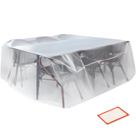 Storage Standard rectangular table cover with clear view protects from dust and moisture.