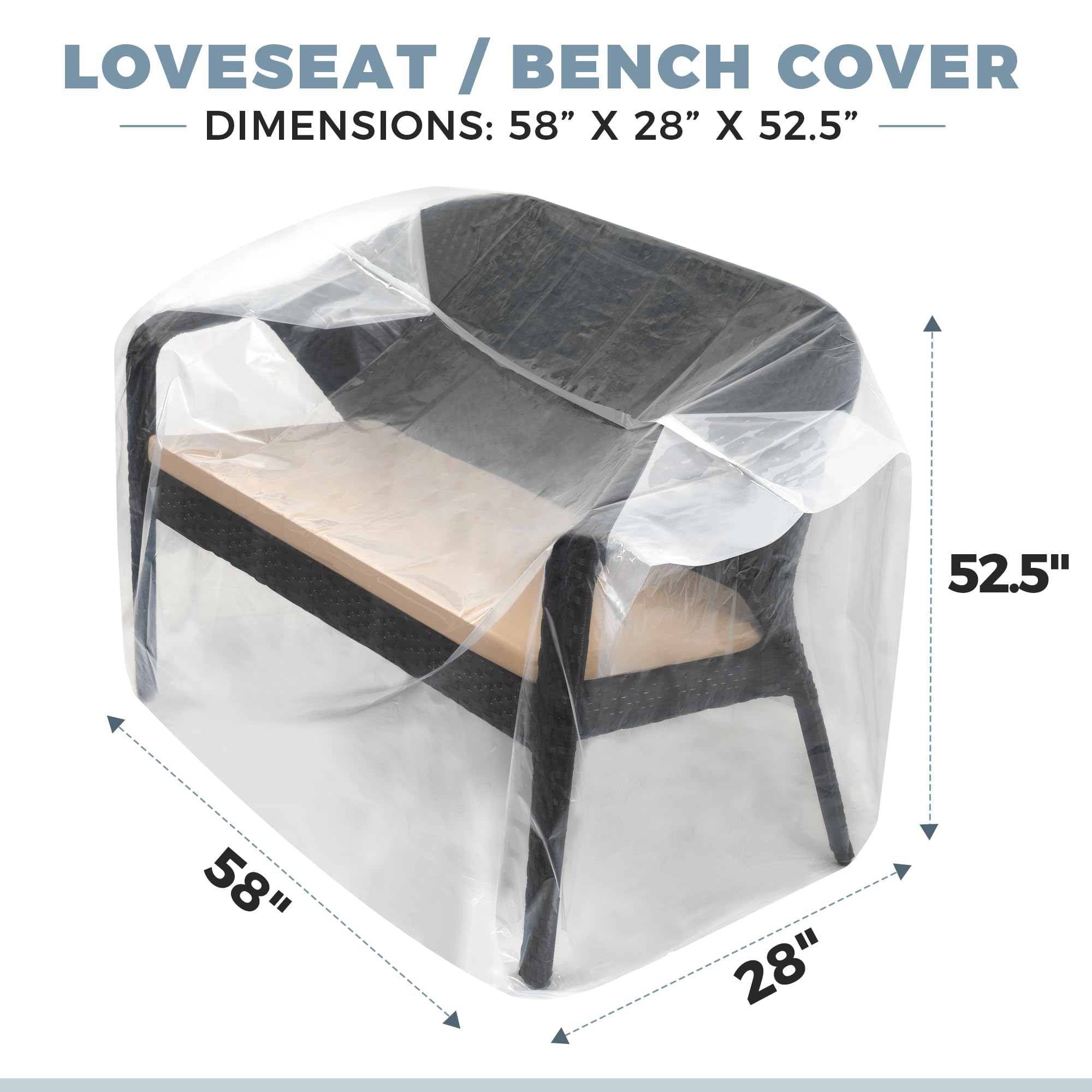 Storage Standard universal-fit patio furniture cover guards benches and small sofas.