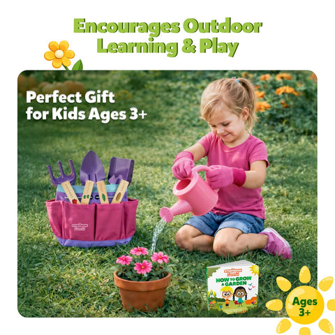 The Storybook Kids Explorers Club pink gloves fit little hands for safe gardening.