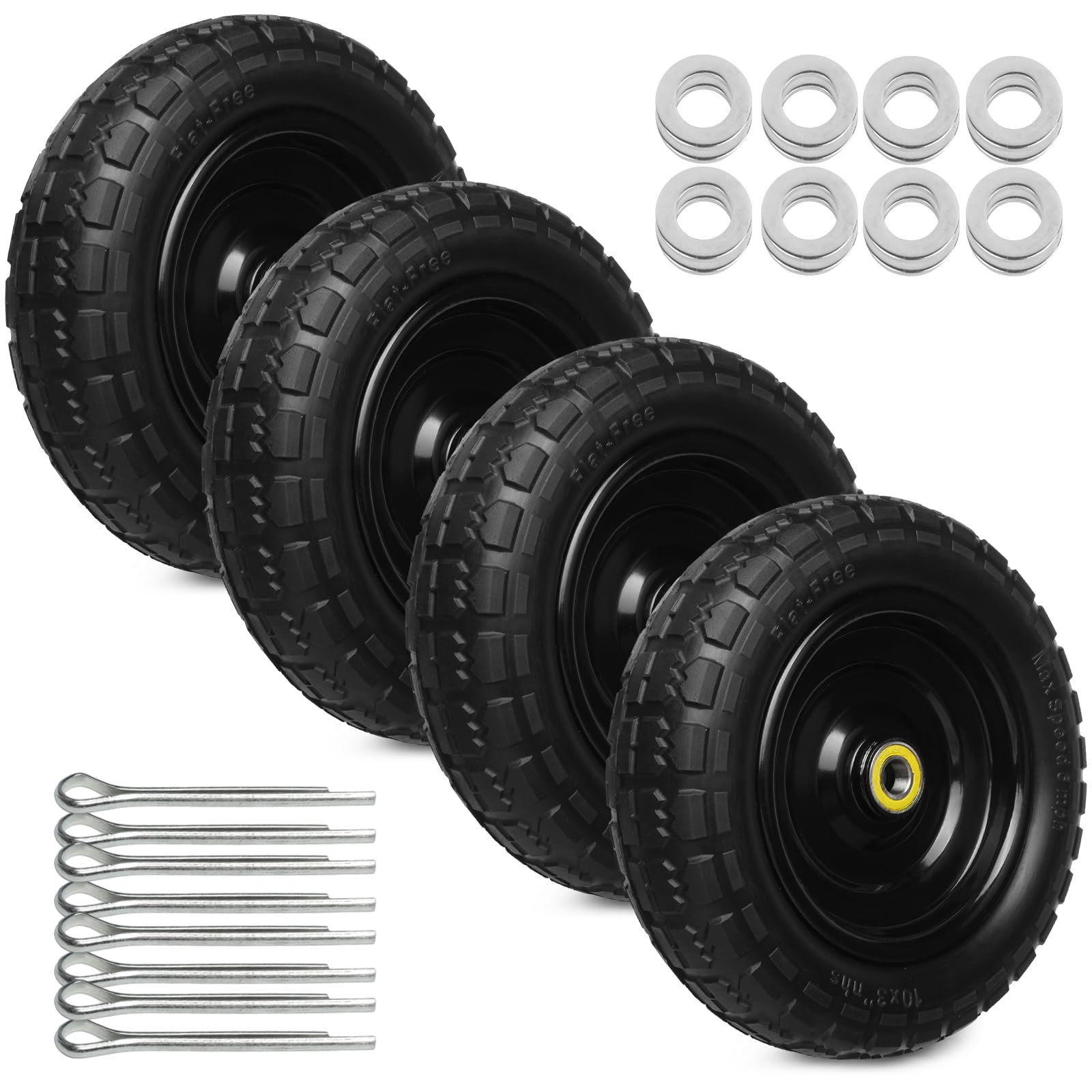 Storystore 13-inch solid rubber tire side view for four-pack, durable for daily cart use.