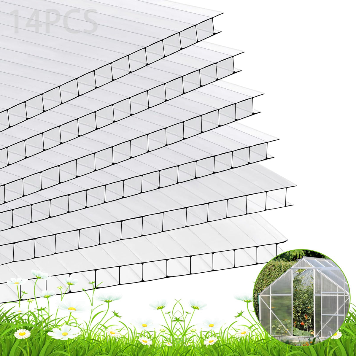 Storystore polycarbonate greenhouse panel outer view for durable all-weather garden coverage